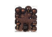 Kerstballen mixbox met piek 33-delig | espresso | kunststof/onbreekbaar | diverse maten