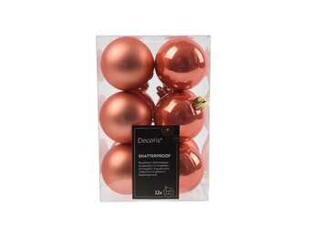 Kerstballen set 12-delig | pompoen | kunststof/onbreekbaar | 6cm