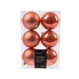 Kerstballen set 6-delig | pompoen | kunststof/onbreekbaar | 8cm
