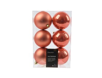 Kerstballen set 6-delig | pompoen | kunststof/onbreekbaar | 8cm