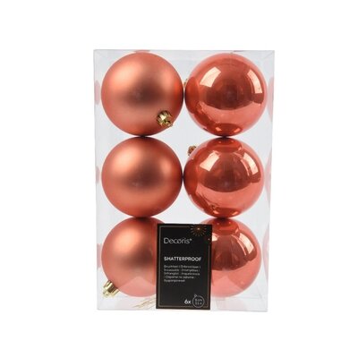 Kerstballen set 6-delig | pompoen | kunststof/onbreekbaar | 8cm