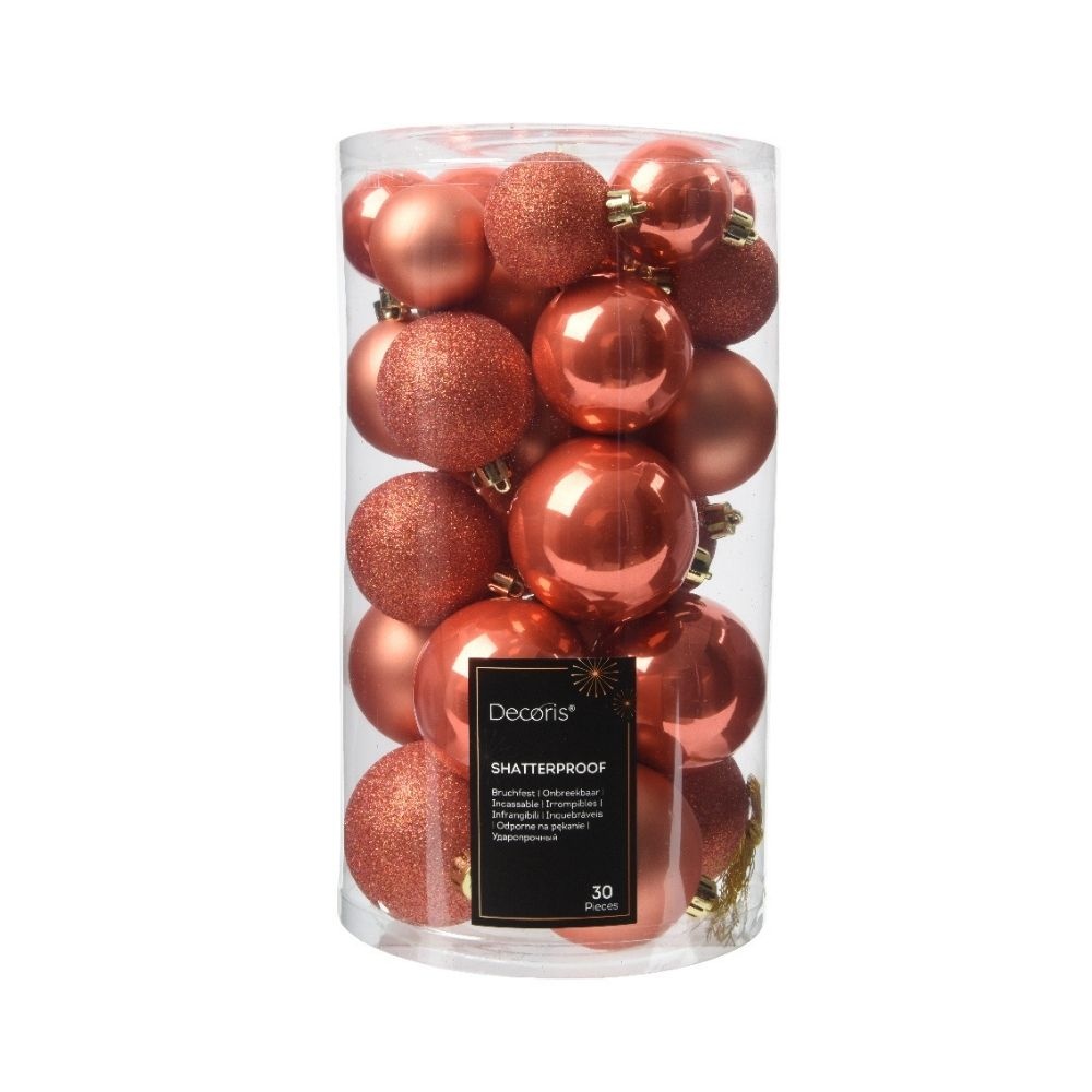 Kerstballen set 30-delig | kunststof/onbreekbaar | pompoen | diverse maten