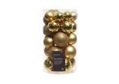 Kerstballen set 30-delig | kunststof/onbreekbaar | licht goud | diverse maten
