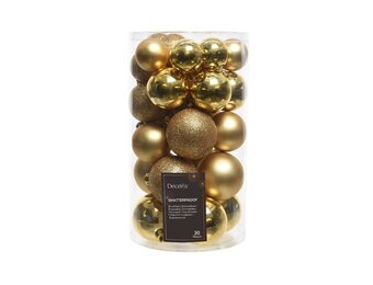 Kerstballen set 30-delig | kunststof/onbreekbaar | licht goud | diverse maten