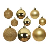 Kerstballen set 30-delig | kunststof/onbreekbaar | licht goud | diverse maten