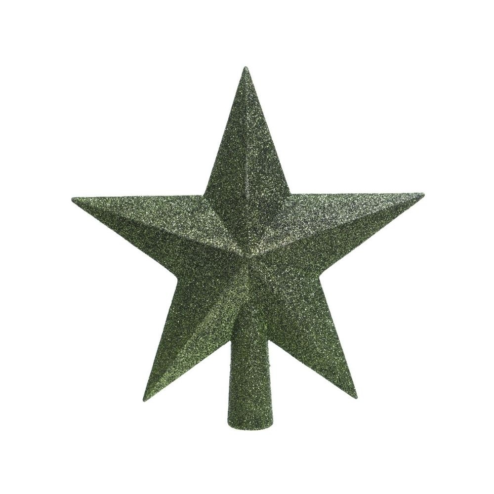 Ster kerstpiek | onbreekbaar | glitter dennengroen | 19cm