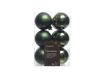 Kerstballen set 12-delig | dennengroen | kunststof/onbreekbaar | 6cm