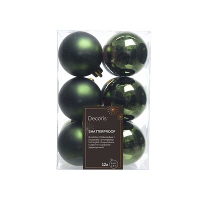 Kerstballen set 12-delig | dennengroen | kunststof/onbreekbaar | 6cm