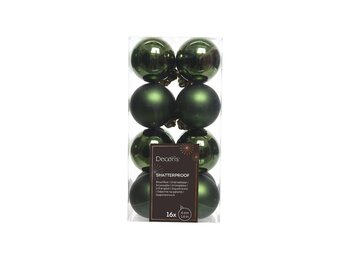 Kerstballen set 16-delig | dennengroen | kunststof/onbreekbaar | 4cm