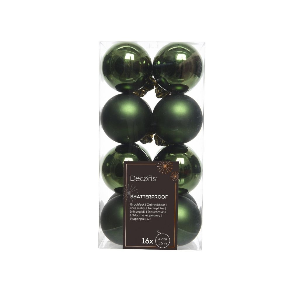 Kerstballen set 16-delig | dennengroen | kunststof/onbreekbaar | 4cm