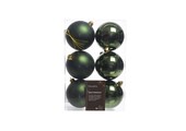 Kerstballen set 6-delig | dennengroen | kunststof/onbreekbaar | 8cm