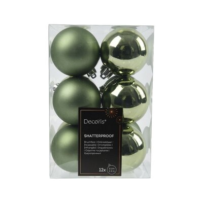 Kerstballen set 12-delig | Rozemarijn | kunststof/onbreekbaar | 6cm