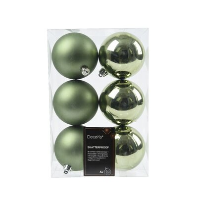 Kerstballen set 6-delig | Rozemarijn | kunststof/onbreekbaar | 8cm