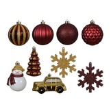 Kerstballen mixbox 25-delig | glanzend/mat/glitter | rood/goud