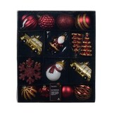 Kerstballen mixbox 25-delig | glanzend/mat/glitter | rood/goud