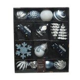 Kerstballen mixbox 25-delig | glanzend/mat/glitter | blauw/zilver