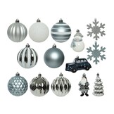 Kerstballen mixbox 25-delig | glanzend/mat/glitter | blauw/zilver