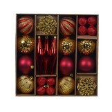 Kerstballen mixbox 46-delig | glanzend/mat/glitter | rood/goud