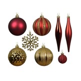 Kerstballen mixbox 46-delig | glanzend/mat/glitter | rood/goud