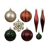 Kerstballen mixbox 46-delig | glanzend/mat/glitter | groen/rood/goud