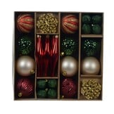 Kerstballen mixbox 46-delig | glanzend/mat/glitter | groen/rood/goud