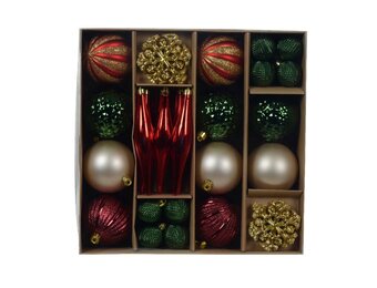 Kerstballen mixbox 46-delig | glanzend/mat/glitter | groen/rood/goud