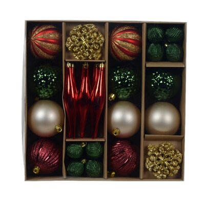 Kerstballen mixbox 46-delig | glanzend/mat/glitter | groen/rood/goud