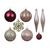 Kerstballen mixbox 46-delig | glanzend/mat/glitter | roze/goud