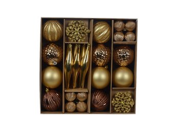 Kerstballen mixbox 46-delig | glanzend/mat/glitter | bruin/goud