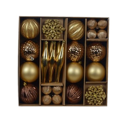 Kerstballen mixbox 46-delig | glanzend/mat/glitter | bruin/goud