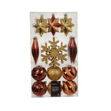 Kerstballen mixbox 22-delig | kerstrood/goud