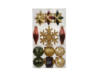 Kerstballen mixbox 22-delig | kerstrood/goud/groen