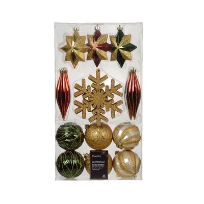 Kerstballen mixbox 22-delig | kerstrood/goud/groen
