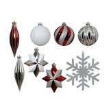 Kerstballen mixbox 22-delig | kerstrood/zilver