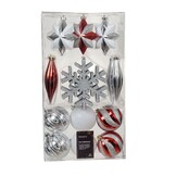 Kerstballen mixbox 22-delig | kerstrood/zilver