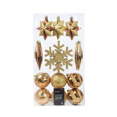 Kerstballen mixbox 22-delig | bruin/goud