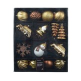 Kerstballen mixbox 25-delig | glanzend/mat/glitter | bruin/goud