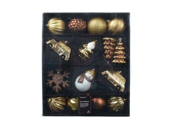 Kerstballen mixbox 25-delig | glanzend/mat/glitter | bruin/goud