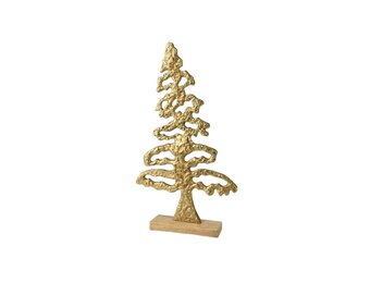 Kleine kerstboom decoratief | goud | mangohout | 24,5cm