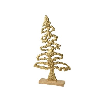 Kleine kerstboom decoratief | goud | mangohout | 24,5cm