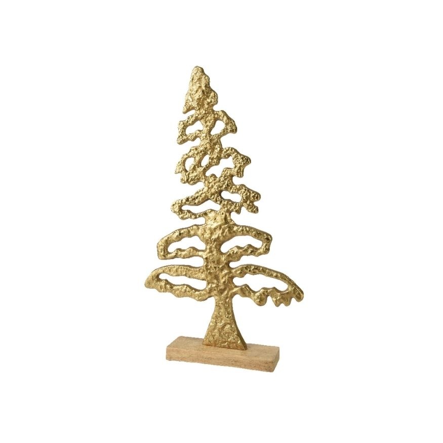 Kleine kerstboom decoratief | goud | mangohout | 24,5cm