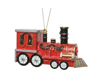 Kersthanger kersttrein | kunststof | rood 6cm