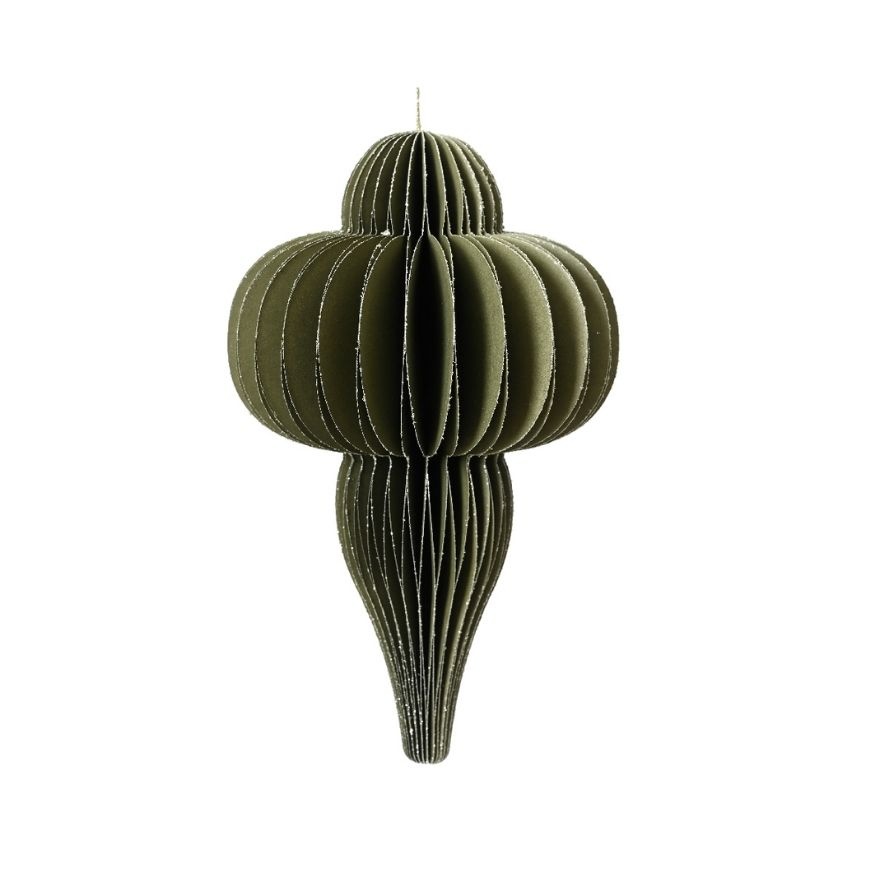 Kersthanger | papier | ornament vorm | groen | 40cm