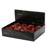 Gedecoreerde kerstbal ø10cm | foam | ossenbloed/goud