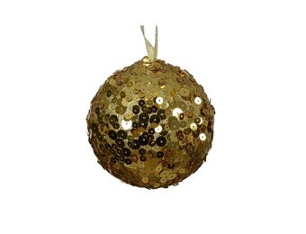 Gedecoreerde kerstbal ø8cm | foam | licht goud met pailletten