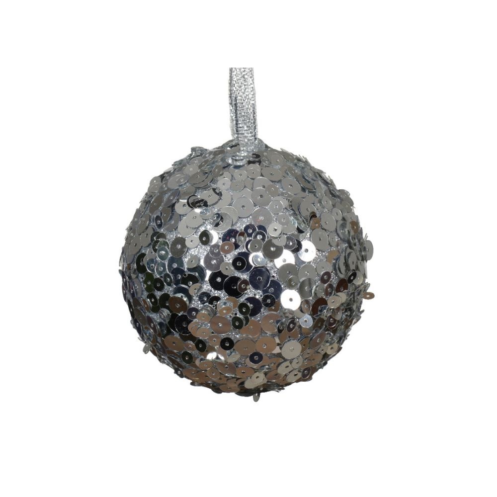 Gedecoreerde kerstbal ø8cm | foam | zilver