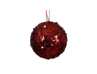 Gedecoreerde kerstbal ø8cm | foam | kerstrood