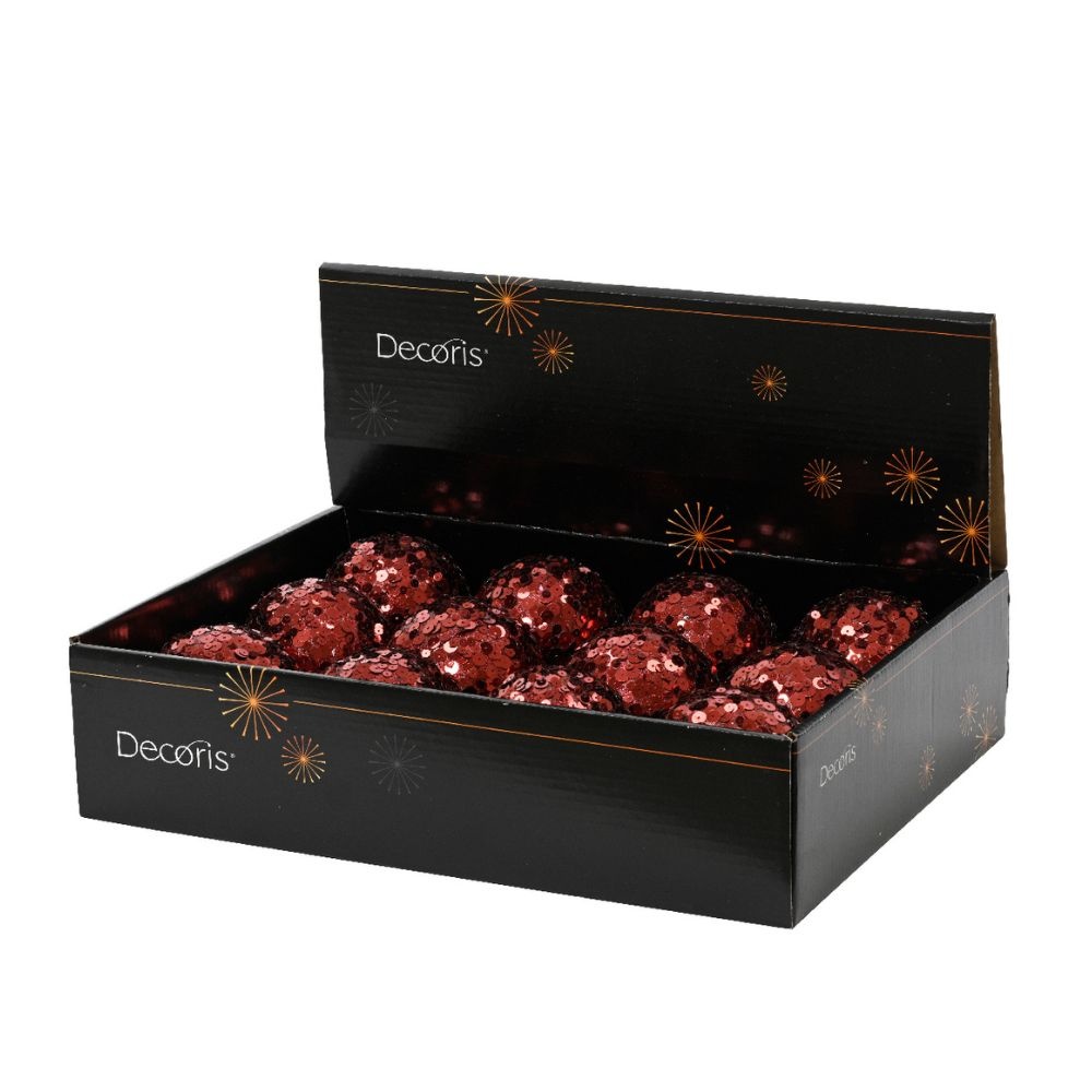 Gedecoreerde kerstbal ø8cm | foam | ossenbloed