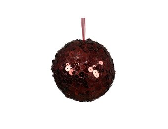 Gedecoreerde kerstbal ø8cm | foam | ossenbloed