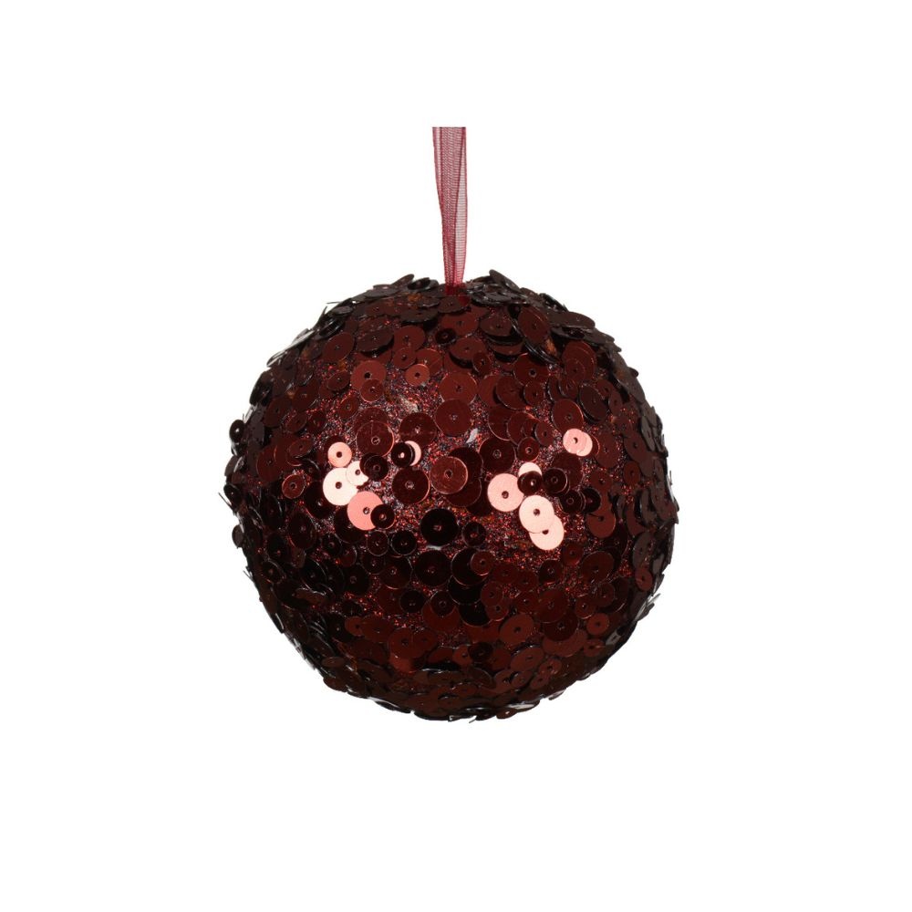 Gedecoreerde kerstbal ø8cm | foam | ossenbloed